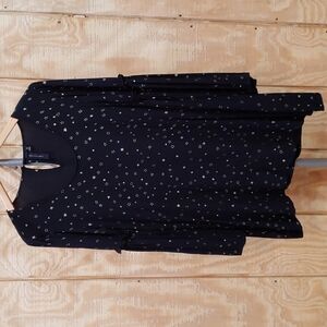 Knot Sisters Nixon Black Gold Metallic Star Print Scoop Neck Dress Size M